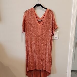 Sparkling Coral Sequin Dress